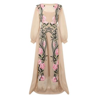 Alberta Ferretti Long Dress with Floral Details - female - Alberta Ferretti - Maxi Dresses - Multicolor - L - Dresses