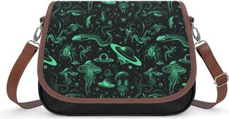 Generic Green Lines Cryptid Pattern Crossbody Bags for Women Shoulder Messenger Bag Purse Handbags