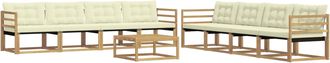 vidaXL Set Di Divani Da Esterno 9 Pz Bianco E Crema Vidaxl