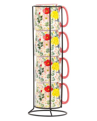 10 Strawberry Street Set Of 4 Bella Espresso Demitasse Stacks