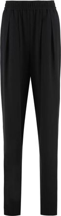 Emporio Armani Zwarte Cr&ecirc;pe Broek met Elastische Tailleband - Dames - Slim Fit Broeken - Zwart - L - Polyester - Broeken