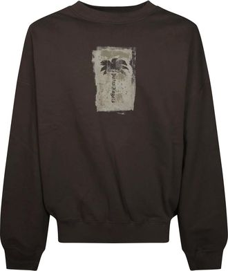 Palm Angels Brushed Palm Tree Loose Crew - Heren - Sweatshirts & Hoodies - Bruin - Maat: M Katoen