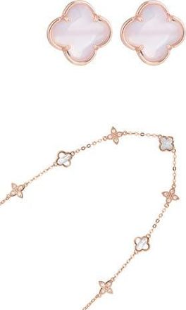 Adornia Clover Stud Earrings & Station Necklace Set in Gold at Nordstrom Rack