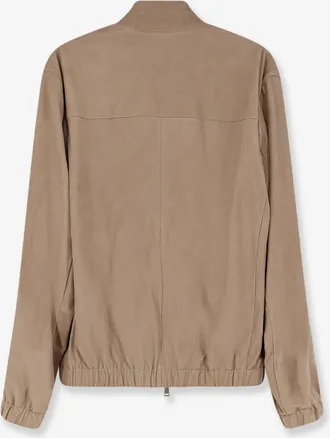 HUGO BOSS Mens Beige Leather Jacket Pelle