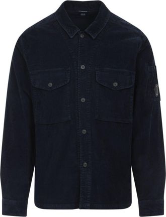 C.P. Company Dark Blue Corduroy Cotton Overshirt-Uomo