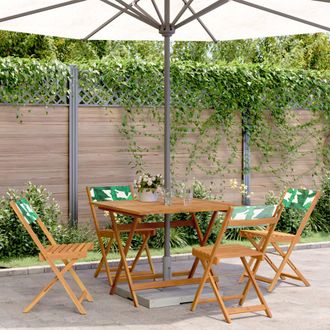 vidaXL Set De Comedor Jard&iacute;n 5 Pzas Tela Madera Maciza Estampado Hojas Vidaxl