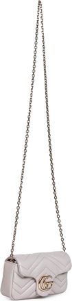 Gucci Womens Shoulder Bag Gg Marmont Grey Lambskin Handbags Hand