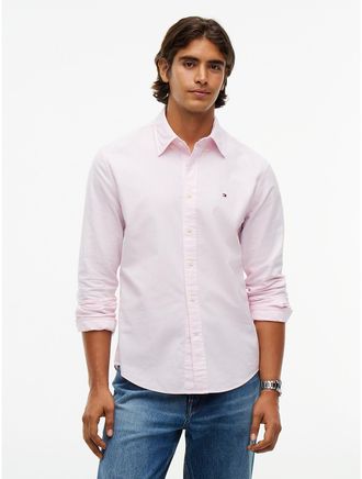 Tommy Hilfiger Mens Regular Fit Striped Oxford Shirt - Classic Pink - XXXL