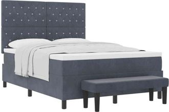 vidaXL Vidaxl - Cama Tipo Box Spring Gris Oscuro 140 X 190 Cm Terciopelo