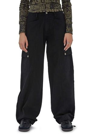Guess Go Utility Cotton Denim Cargo Pants in Black at Nordstrom, Size 24 X 32