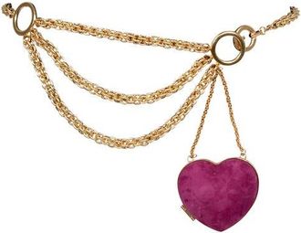 Jeffrey Campbell BPM Heart Chain Belt in Fuchsia Suede Gold at Nordstrom, Size Medium