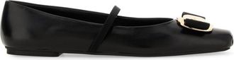 Ferragamo Black Leather Ballet Flats
