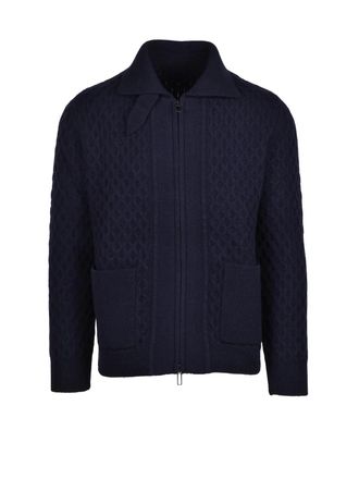 Paolo Pecora Blue Wool Zip Cardigan