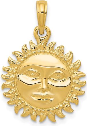 Diamond2Deal 14k Yellow Gold 3-D Solid Polished Reversible Sun Pendant