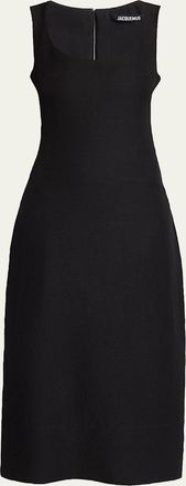 Jacquemus Scoop-Neck Linen Midi Dress
