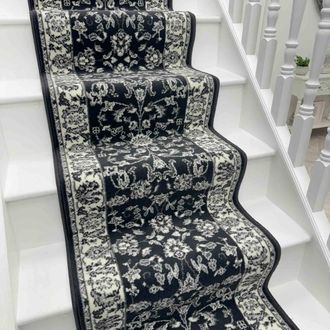 Runrug Stair Runner Carpet for Staircases - Soft & Comfy, 9mm - Traditional in Dark Grey | Size: 60 cm x 690 cm