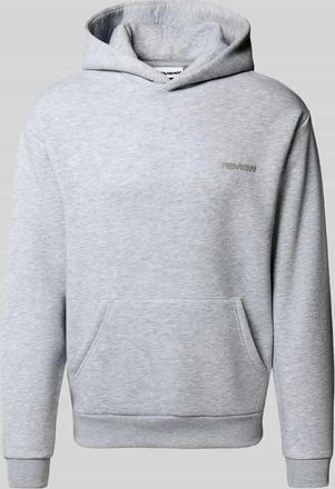 Review Hoodie mit Label-Print in Hellgrau Melange, Größe XXL