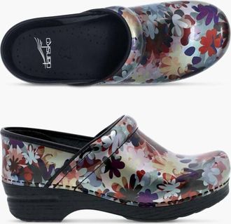 Dansko Womens Professional Patent Leather Nursing Clogs In Boho Flower