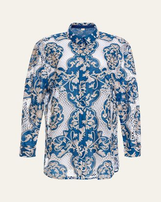 Agua Bendita Cecilia Ribbons Button-Front Shirt