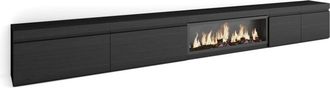 Skraut Home Skraut Home - Mueble tv, Televisión, Muebles de salón, almacenaje, 368x45x35, Chimenea eléctrica xxl, Estilo Moderno, Negro