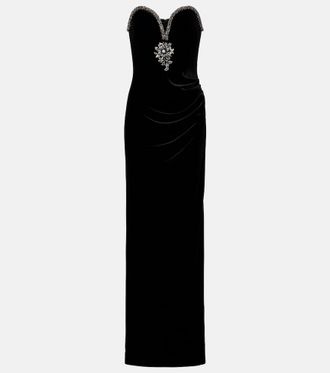 Self Portrait Embellished velvet gown