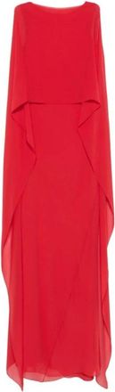Cortana Kleedjes, Dames, Rood, M, Boat Neck Draped Cape Gown