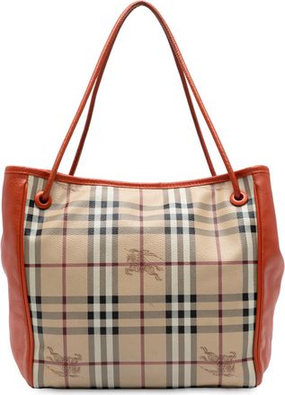 Burberry Tweedehands Canterbury Tote van gecoat canvas met Haymarket-check en lederen afwerking