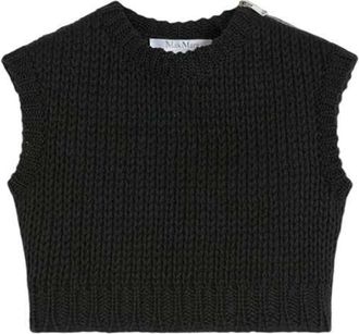 Max Mara &Auml;rmelloser Crop-Pullover von Max Mara aus schlichter Baumwolle in Schwarz