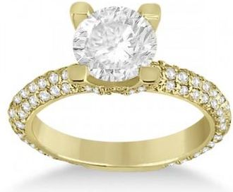Allurez Eternity Pave Set Trio Lab Grown Diamond Engagement Ring 14K Yellow Gold (0.88ct)