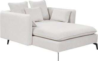 Beliani Chaise Longue Sim&eacute;trica Moderna Tapicer&iacute;a Tela Reposabrazos Coj&iacute;n Respaldo Beige Claro Charmes
