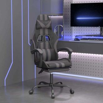 vidaXL vidaXL Sedia da Gaming Girevole Poggiapiedi Nero e Grigio Similpelle