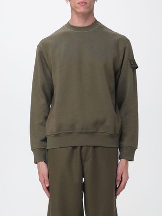 Stone Island Maglia girocollo in misto lana e cotone con patch logo Compass