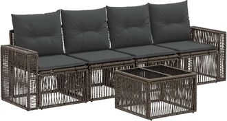 vidaXL Conjunto De Sof&aacute;s De Jard&iacute;n 5 Uds. Gris Y Gris Oscuro Vidaxl