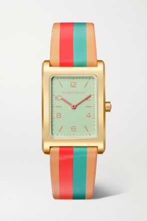 La Californienne Orologio 24 Mm Con Finitura Oro E Cinturino In Pelle A Righe Daybreak - Arancione