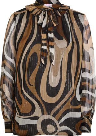 Pucci Patterned Silk-chiffon Blouse - Black - 42 (UK10 / S)