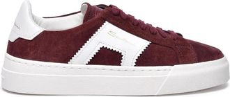 Santoni Red Suede Rubber Womens Suede Sneakers
