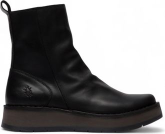 FLY London Fly London Womens Black RENO053FLY Leather Zip Up Platform Comfort Ankle Boots