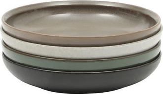 Gibson Home Beckett 4-Piece Stoneware Shallow Pasta Bowls Set, Microwave & Dishwasher Safe in Multicolors at Nordstrom