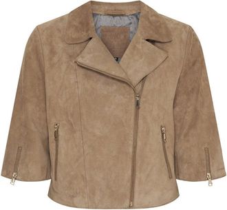 Notyz Notyz, Dames, Jassen, Beige, Maat: 3XL Suède