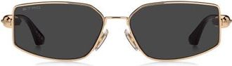 Etro 59mm Rectangular Sunglasses in Rose Gold/Grey at Nordstrom