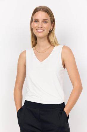 Soyaconcept Shirttop SOYACONCEPT SC-MARICA 283, Damen, Gr. XXL, sanftes wei&szlig;, Jersey, Obermaterial: 93% Lyocell, 7% Elasthan, unifarben, normal, V-Ausschnitt, Top
