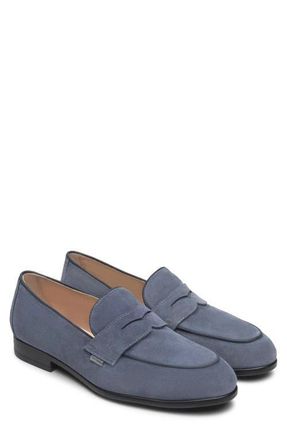Nero Giardini Suede Slip-On Penny Loafer in Jet Blue at Nordstrom, Size 10-10.5Us