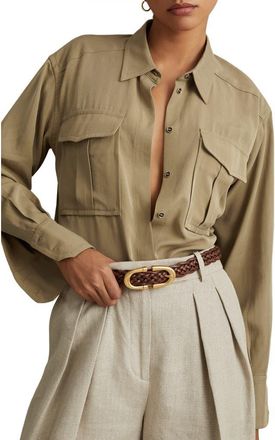 Reiss Isador Button-Up Shirt in Khaki at Nordstrom Rack, Size 10 Us / 14 Uk