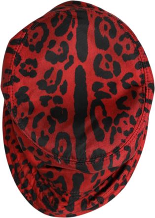Dolce & Gabbana Red Black Nylon Leopard Print Bucket Men Cap Mens Hat