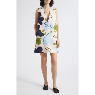 Marimekko Kiuru Kukasta Kukkaan V-Neck Shift Dress in Pink Dark Blue Light Blue at Nordstrom, Size 38