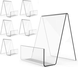OEM Soporte Para Libros De Acr&iacute;lico Con Borde, 6 Piezas, 10 Cm (4 Pulgadas), Acr&iacute;lico Transparente, Soporte Transparente, Platos, Obras De Arte Y Cds