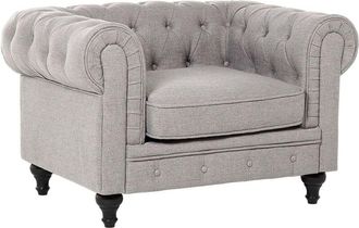 Beliani Poltrona vintage in tessuto grigio chiaro Chesterfield