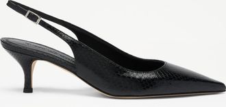 Russell & Bromley HILLCLIFFE Womens Black Leather Slingback Mid Heel Court