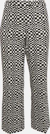 Max Mara White/black Printed Cotton Wide-Leg Trousers