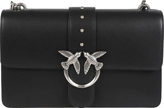 Pinko Love One Classic Black Leather Shoulder Bag